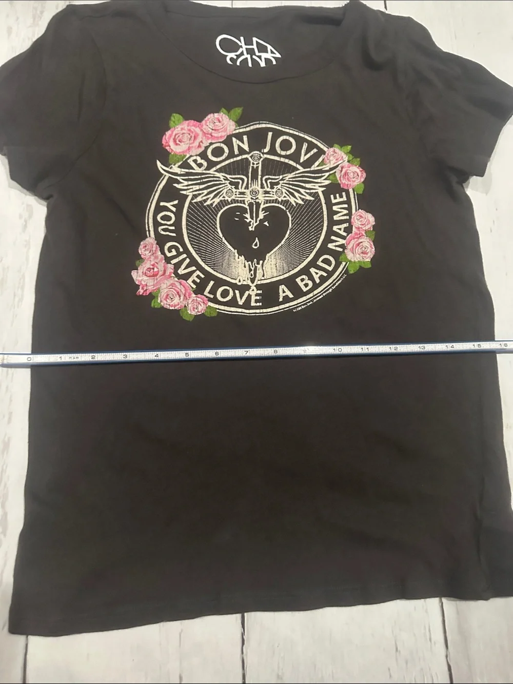 Cha Sor Bon Jovi tee size medium black, worn look - Picture 7 of 10